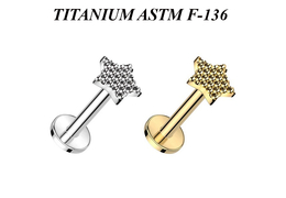 Лабрет из титана звёздочка