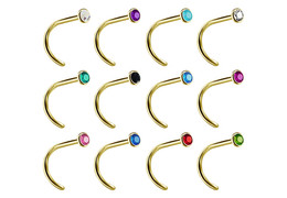 Нострил с золотым покрытием и Premium Crystals