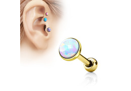 Микроштанга с золотым покрытием и опалом