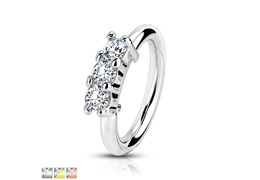 Кольцо раздвижное с тремя прозрачными фианитами Кольцо раздвижное с тремя прозрачными фианитами