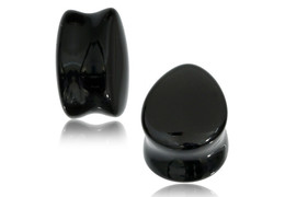 Плаги каплевидные из черного стекла, пара