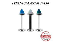 Лабрет из титана опаловый конус