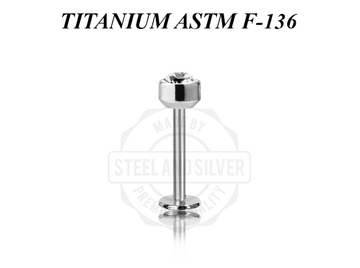 Лабрет из титана Steel and Silver с премиальным кристаллом