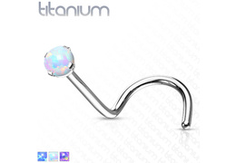 Нострил из титана с опалом