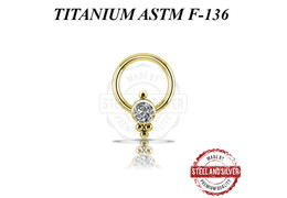 Кольцо из титана Steel and Silver с золотым покрытием и кластером Swarovski