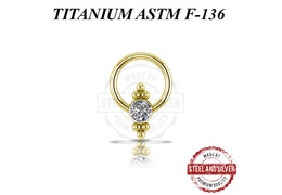 Кольцо из титана Steel and Silver с золотым покрытием и кластером Swarovski