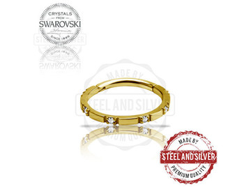 Кликер Steel and Silver с золотым покрытием и кристаллами Premium Cubic Zirconia