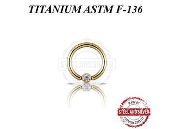 Кольцо из титана Steel and Silver с золотым покрытием и Premium Zirconia