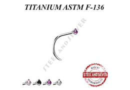 Нострил титановый Steel and Silver с фианитом