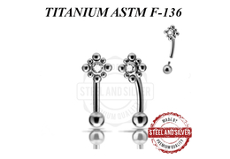 Микробанан из титана Steel and Silver с кластером Swarovski