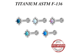 Лабрет из титана Steel and Silver с опалом