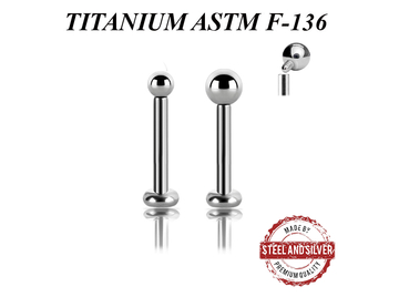 Лабрет из титана Steel and Silver с внутренней резьбой