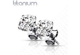 Серьги титановые с кристаллом