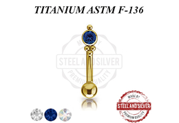 Микробанан Steel and Silver с золотым покрытием и Premium Zirconia