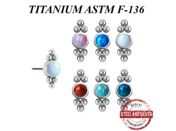 Вставка титановая Steel and Silver с опаловым кластером