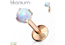 Лабрет из титана с золотым покрытием и опалом