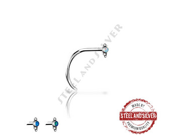 Нострил Steel and Silver с опаловым кластером