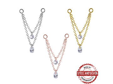 Цепочка для пирсинга Steel and Silver с фианитами