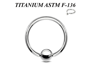 Кольцо из титана Ti Metal с шариком