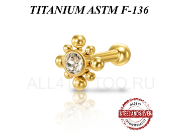 Микроштанга из титана Steel and Silver с кластером Swarovski