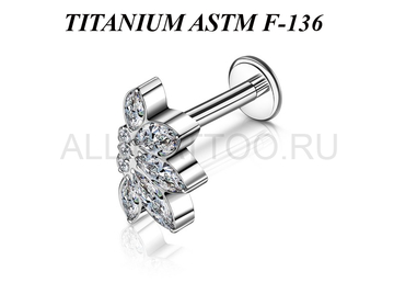 Лабрет из титана Ti Metal амариллис